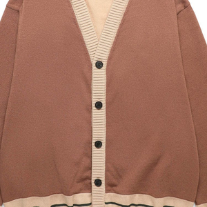 เสื้อคาร์ดิแกนไหมพรมคอวีปักโลโก้สำหรับผู้หญิงสไตล์ลำลองสำหรับฤดูหนาว  ไซส์ใหญ่  ป้องกันแบคทีเรีย - Product Image 5