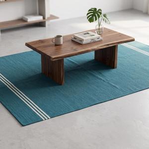 Artisan Handwoven Flatweave Wool Teal Blue Solid Color Minimal Border Anti-Slip Medium Pile Kilim <b>Runner</b> Area <b>Rug</b> Modern Home - Product Image 4