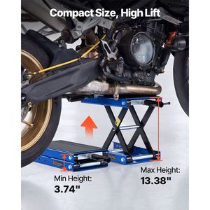 Cric ciseaux moto 1100 Lbs avec plateforme large de 3,74 po (9,5 cm) et pignon de verrouillage, support de levage central à manivelle de 13,38 po (33,9 cm) pour levée de 1100 Lbs - Product Image 3