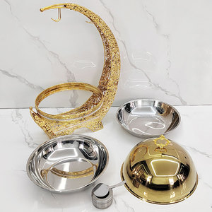 Nouveau Réchaud de Buffet de Luxe en Acier Inoxydable en Forme de Lune, 8L, Chauffe-Plats à Alcool avec Couvercle Suspendu - Product Image 5