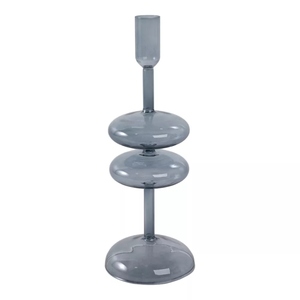 Classic design blue <b>glass</b> candle holder taper <b>candlestick</b> decorative <b>glass</b> <b>candlestick</b> holder table decor customizations options - Product Image 3