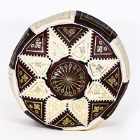 Pouf ottoman rond en cuir véritable marocain blanc/noir, pouf ottoman marocain fait à la main, repose-pieds rond, chaise pouf, lit