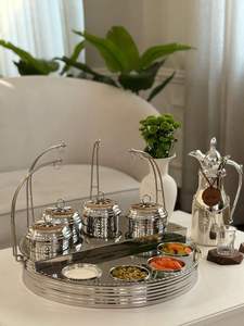 Bandeja de Servir de Acero Inoxidable Pulido de Lujo Moderno Bold Blossom con Cuencos Cubiertos, No Tóxico, Apto para Lavavajillas, Ecológico, Venta al por Mayor - Product Image 3