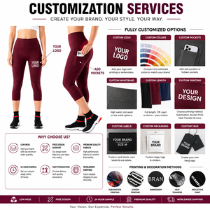 Leggings de yoga capri personnalisés pour femmes, taille haute, extensibles dans 4 directions, avec poches latérales, respirants et anti-humidité pour le fitness - Product Image 4