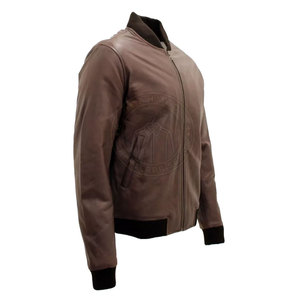 Chaqueta Bomber de Piel de Vaca para Hombre, Estilo Casual de Invierno, Cuello Alto, Cierre de Cremallera, Alta Calidad, Ecológica, Suministro Directo de Fábrica - Product Image 2