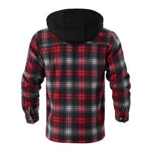 Latest Design Men's Flannel Double Layer Hoodie Top Selling Zip Up Pocket Style Long Cotton Flannel Hoodies - Product Image 2