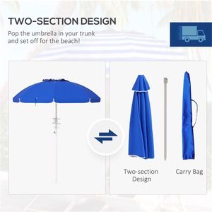 Sapphire Blue Outdoor Beach Umbrella - Product Image 2