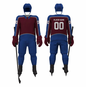Uniforme de hockey sur glace pour hommes, maillot sublimé à manches longues avec pantalon à taille élastique, matière polyester respirante - Product Image 1