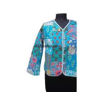 Chaquetas de estilo bohemio hechas a mano, 100% algodón puro, acolchadas Kantha, transpirables, para invierno y otoño, con estampado de bloques. - Product Image 2