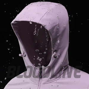 Veste coupe-vent rose clair à capuche pour femme, manches longues, motif imprimé éclair, pour l'automne et les activités de plein air - Product Image 5
