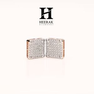 Boucles d'oreilles de luxe carrées en diamant, or blanc 14 carats, diamants de laboratoire VVS, micro-pavé de moissanite, style hip-hop - Product Image 3