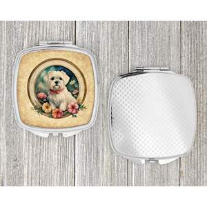 Espejo de maquillaje de viaje compacto con flores maltesas, espejo decorativo de bolsillo plegable de mano para regalo de mujeres y niñas - Product Image 4
