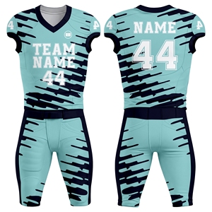 High Quality Custom American Football Uniform Set Half Jersey Pants Sublimated Design Breathable Eco-Friendly Fabric Team Wear - Product Image 1