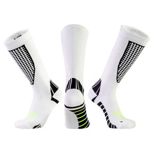White Crew Athletic <b>Socks</b> With Black Geometric Pattern <b>Breathable</b> Polyester Spandex Basketball Sports <b>Socks</b> For Adults Summer - Product Image 6