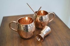 Juego de tazas de cobre para bebidas de atardecer en la isla, acabado martillado, tazas de metal duraderas, reutilizables, tazas de servir de primera calidad - Product Image 3