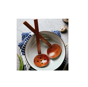 Cucharas para servir ensalada de madera de acacia vintage, ecológicas y artesanales de calidad, juego de 2 piezas de blossom craft india - Product Image 5