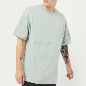 T-shirt en coton tissé sur mesure de haute qualité pour homme, design surdimensionné à épaules tombantes - Product Image 3