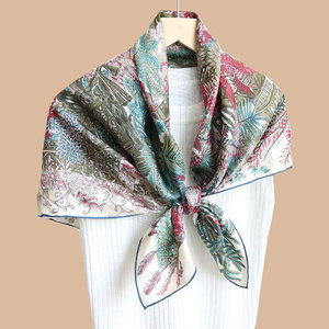 Silk Scarf Elegant Printed Pattern For Hair Neck Shoulder And Outdoor Style Silk Scarf - Product Image 6