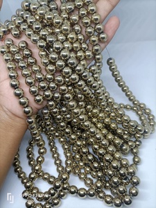 Natural Golden Pyrite Bead Strand Round Gemstone Crystal Beads Polished Loose Stone Wholesale - Product Image 2