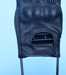 Gants de moto en cuir sans doigts pour homme avec protection rigide des articulations, respirants, demi-doigts, équipement de moto pour homme - Product Image 4