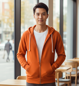 Sweat-shirt à capuche zippé pour homme en molleton de coton, avec cordon de serrage réglable, doux, chaud, à manches longues, pour un usage décontracté - Product Image 1