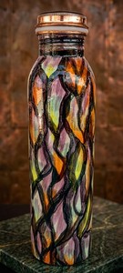 Luxury Enamelled <b>Copper</b> Water <b>Bottle</b> Black Marble Finish Handmade <b>Copper</b> <b>Drinking</b> <b>Bottle</b> Premium Ayurvedic Water Storage <b>Bottle</b> - Product Image 2