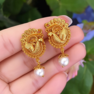 14K Gold Plated Cute Animal Pearl Stud Earrings - Product Image 2