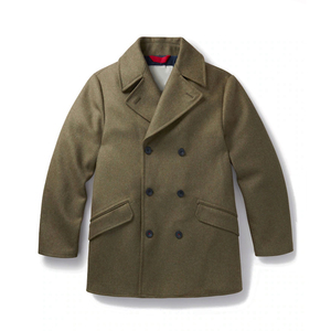 Manteau en laine croisé pour homme, col à revers, longueur standard, tissu épais, fermeture boutonnée, vêtement d'extérieur décontracté - Product Image 1
