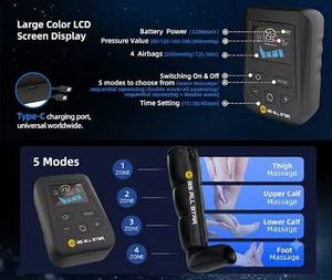 Masseur de compression professionnel pour les jambes, rechargeable par USB, batterie au lithium, contrôle de la minuterie, haute qualité, CE, OEM, ODM, AS ALL STAR - Product Image 6