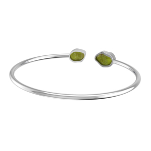 Premium 925 Sterling Silver High Finish Trendy Adjustable Bezel Set Twister Bangles Peridot Rough Shape Women's Gift - Product Image 4