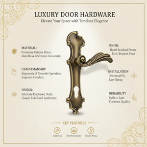 Manija de Puerta de Latón de Estilo Vintage Premium | Manija Arquitectónica Decorativa para Puertas de Madera, Casas de Lujo e Interiores de Diseño - Product Image 5