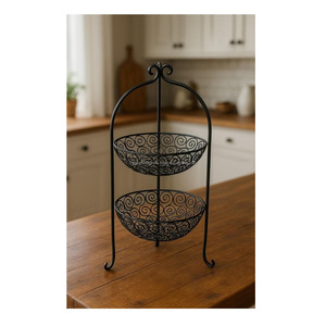 ตะกร้าเก็บในครัวลวดโลหะเคลือบสีดำน้ำหนักเบาใช้ในบ้านโรงแรมเคาน์เตอร์แสดงชั้นวางของในครัวลวดโลหะดีไซน์ล่าสุด - Product Image 1