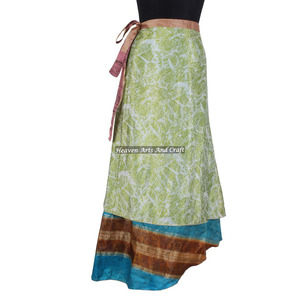 Dernier design de jupe portefeuille multicolore à imprimé floral, fabricant et grossiste de jupes portefeuille en soie, sarong de plage long en soie - Product Image 3