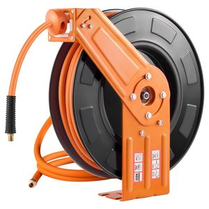 Enrouleur de tuyau d'air rétractable avec rembobinage automatique, 5 pieds, pour tuyau d'air en caoutchouc de 3/8 po x 100 pi, pression max. 300 PSI, conforme CEI, pour compresseur d'air - Product Image 3