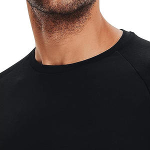 Men's Long Sleeve T <b>Shirt</b> O Neck Raglan Sleeve Solid Black Blank Casual Knitted Tee - Product Image 5