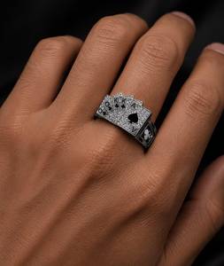 Sterling Silver Poker Ring Royal Flush <b>Playing</b> <b>Cards</b> CZ Statement Band Casino Jewelry Gambler Gift Mens Womens Fine Jewelry - Product Image 5