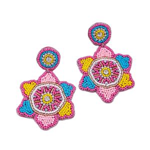 Pendientes Colgantes Plateados con Bordado en Forma de Flor Inspirados en la Naturaleza, Joyería Ecológica Tejida a Mano para Mujer - Product Image 2