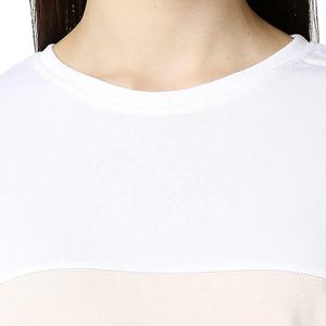 Camiseta ajustada de bloque de Color para mujer personalizada, Camiseta 100% de algodón con cuello redondo y Media manga, camiseta lisa en blanco para mujer al por mayor - Product Image 5