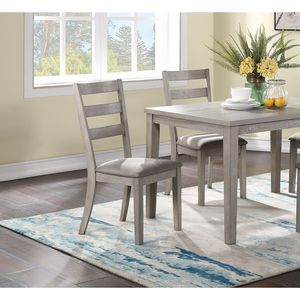 Set da Pranzo Classico ed Elegante 5 Pezzi, Finitura Naturale, Tavolo con Piano in Legno, Sedie con Schienale a Scala e Cuscini - Product Image 6