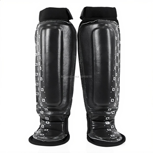 BURAQ MMA SPORTS - Espinilleras y Protectores de Muay Thai con Cuero PU para Protección en MMA y Boxeo, Modelo BRA-SHIN - Product Image 2