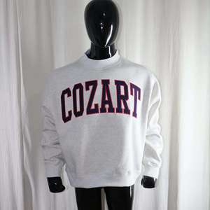 Sweat-shirt à col montant 100 % coton bleu marine avec broderie appliquée, col large, collection 2026, offre spéciale fzyps sports - Product Image 2