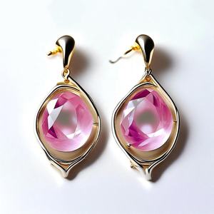 Boucles d'oreilles de mariée en plaqué or 18 carats en argent 925 pour femmes Boucles d'oreilles en pierres précieuses roses de haute qualité pour femmes - Product Image 2