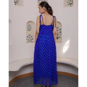 Robe évasée bleue Cannes XS Leheriya respirante à taille empire pour les occasions décontractées - Product Image 5