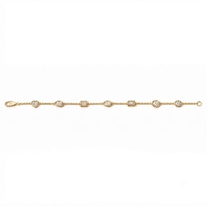 VB-104SR 14K <b>Solid</b> <b>Gold</b> Dainty EF/VVS2 1.2mm 4 Prong Setting 1.4 mm Bezel Set Mixed Shape Lab Diamond Station Chain Bracelet - Product Image 6