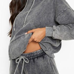 Survêtement femme uni teint sur mesure au design unique, effet délavé à l'acide, nouvelle collection hiver tendance - Product Image 2