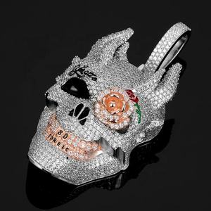 Colgante de Esqueleto Temático de Plata 925 Bañado en Oro Rosa con Moissanita, Estilo Hiphop Iced, Unisex, para Joyería Certificada, Corte Brillante - Product Image 5