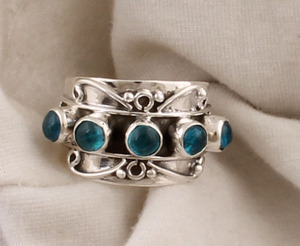 Anillo de banda de topacio azul de Londres al por mayor, plata de ley 925, minimalista, apilable, clásico, joyería de piedra preciosa natural para boda - Product Image 5