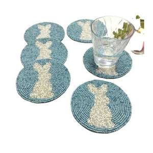Modern Art Beaded Cocktail Coasters <b>Table</b> <b>Protection</b> Mats & Pads Handcrafted for Dining <b>Table</b> - Product Image 3
