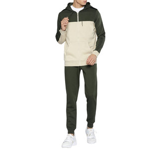 Conjunto Deportivo Unisex Premium con Capucha y Bloques de Color |   Chándal Deportivo Verde Oliva |   Gimnasio de Entrenamiento Atlético para Adultos - Product Image 1