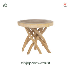 Bumi <b>Rustic</b> Solid Wood Occasional <b>Side</b> <b>Table</b> Elegant Round Accent Stool Twig Base for Living Room Hotel Resort Jepara - Product Image 3
